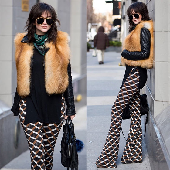 Hustlin' and Bustlin' - Glade Scarf, Weeken, Retro Pants, Weeken, Yellow Aviators, Weeken, Fur Vest, Weeken, Lexicon of Style Alexandra Dieck, United States