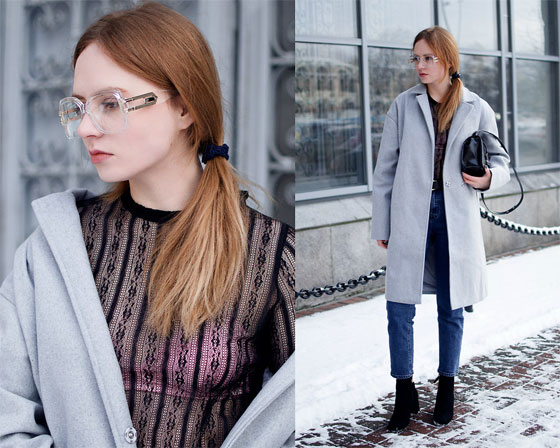 THE COLORS OF WINTER. - Sunglasses, Weeken, Coat, Weeken, Blouse, Weeken, Jeans, Weeken, V, Weeken, Kristina Magdalina