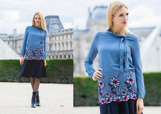 Embroidered blouse at the Pyramide du Louvre - Embroidered blouse, Weeken, Knee lenght skirt, Weeken, Eleonora, Italy