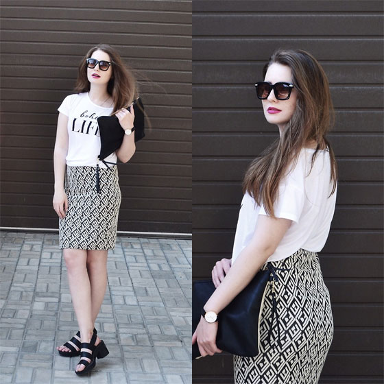 Pencil skirt - Sunglasses, Weeken, Black sandals, Weeken, Skirt, Weeken, Top, Weeken, Olga Karambolia, Ukraine