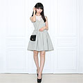 Gray Dress - Gray Dress, Weeken, Black Shoulder Bag, Weeken, Heels, Weeken, Otto Lillian, Japan