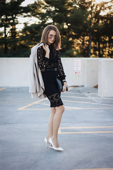 Lovely in Lace - Lace skirt, Weeken, Lace top, Weeken, Blazer, Weeken, Nicole Dominique, United States