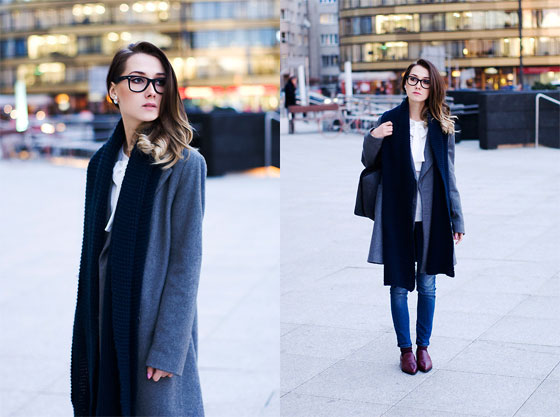 C is for Classic! - Coat, Zara, Scarf, Weeken, Glasses, Ray-Ban, Bag, Weeken, Pants, LEE, Shoes, Weeken, Olga Oktawia, Poland