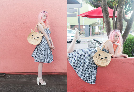 Mew - Kitty Purse, Weeken, Creamy Heels, T.U.K., Gingham Swing Dress, Weeken, Glittery Cateye Sunglasses, ASOS, Kailey Flyte, United States