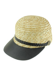 Straw leather cap