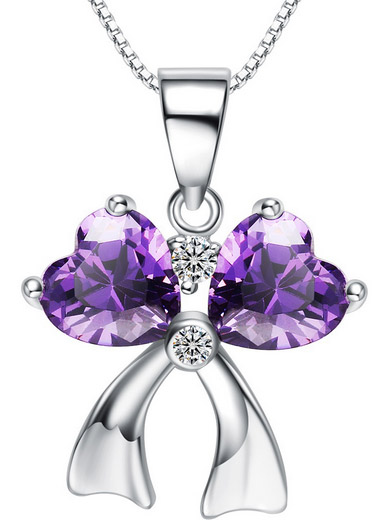 Sterling Silver Necklace Amethyst CZ Platinum Zircon Pendant Pendant with Chain Necklace Sterling Silver Necklace Amethyst CZ Platinum Zircon Pendant Pendant with Chain Necklace