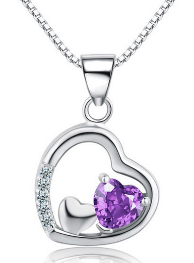 Anti-allergy micro-drop pendant love heart amethyst Anti-allergy micro-drop pendant love heart amethyst
