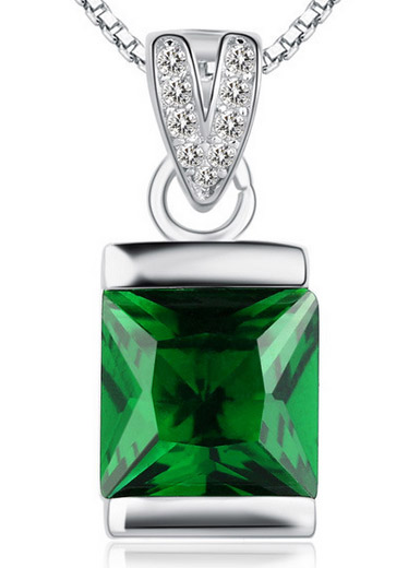 National Wind 925 sterling silver pendant Emerald crystal necklace accessories National Wind 925 sterling silver pendant Emerald crystal necklace accessories