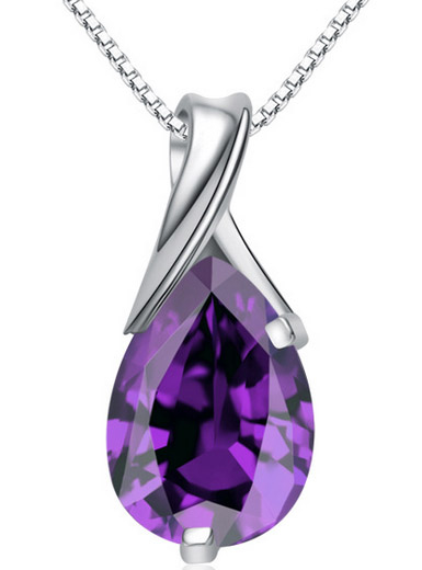 Sterling Silver Pendants Fashion Amethyst High - end Necklace