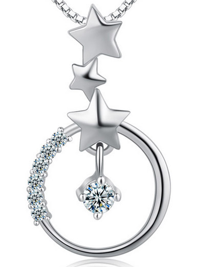Sterling Silver Fashion Penta - Star Brilliant CZ Pendants Sterling Silver Fashion Penta - Star Brilliant CZ Pendants