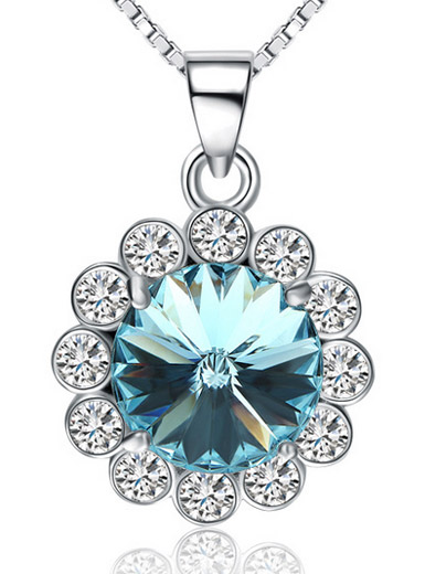Creative Sun Flower Eight Arrow Eight Heart Crystal Silver Pendant Creative Sun Flower Eight Arrow Eight Heart Crystal Silver Pendant