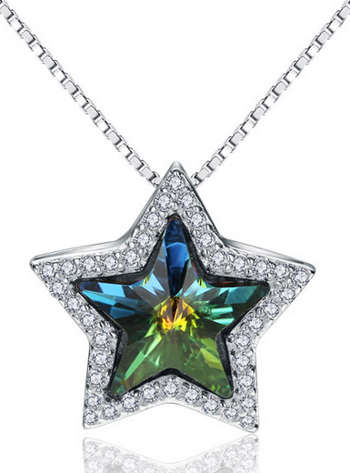 Micro-set zirconia star style silver pendant