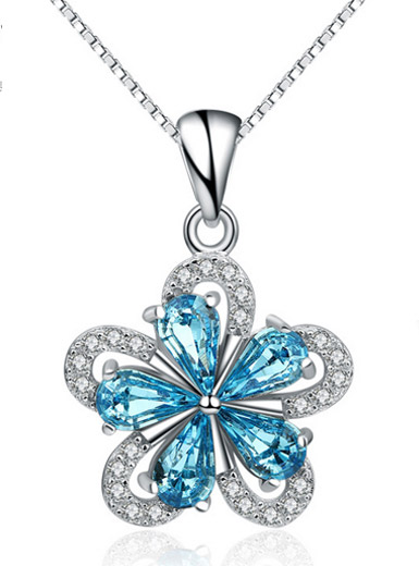 925 sterling silver creative plum bluish crystal diamond pendant 925 sterling silver creative plum bluish crystal diamond pendant