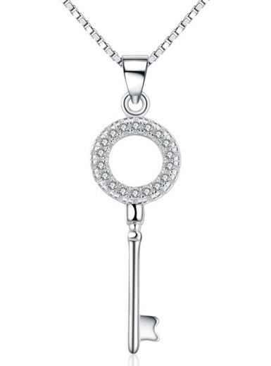 S925 sterling silver miniature necklace simple fashion small fresh key pendant