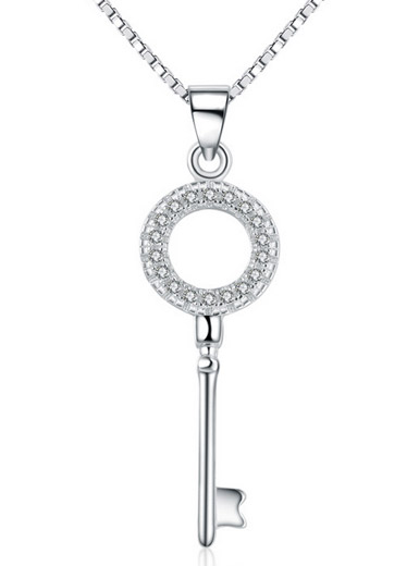 S925 sterling silver miniature necklace simple fashion small fresh key pendant S925 sterling silver miniature necklace simple fashion small fresh key pendant