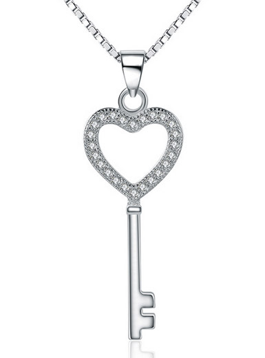 925 sterling silver love key pendant