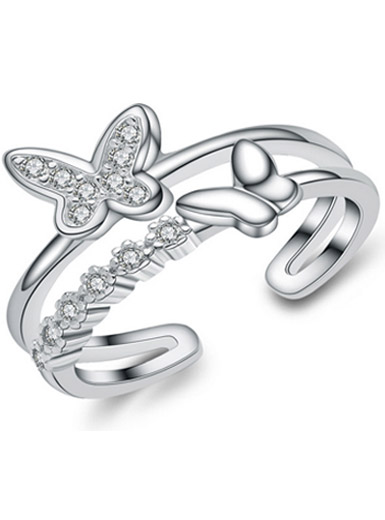 S925 sterling silver micro-inlaid delicate butterfly zircon ring S925 sterling silver micro-inlaid delicate butterfly zircon ring