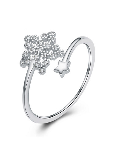 S925 sterling silver family style five-pointed star micro-group set inlaid zircon ring S925 sterling silver family style five-pointed star micro-group set inlaid zircon ring