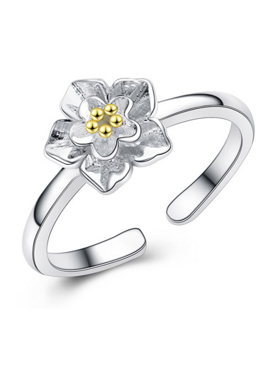 S925 sterling silver chrysanthemum k gold silver opening ring