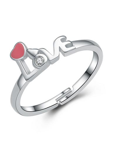 925 Sterling Silver LOVE Love Zircon Open Ring 925 Sterling Silver LOVE Love Zircon Open Ring