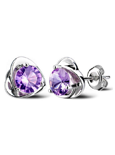 Amethyst Heart Earrings in Sterling Silver Amethyst Heart Earrings in Sterling Silver