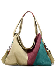 The new canvas simple color collision stitching shoulder Messenger bag