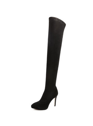 Genuine leather knee zipper high-heeled thin stovepipe stretch boots Genuine leather knee zipper high-heeled thin stovepipe stretch boots