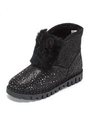 Comfortable flat short tube fashion diamond plush snow boots