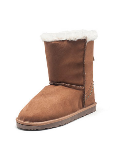 Daphne rivet plush flat with round head snow boots