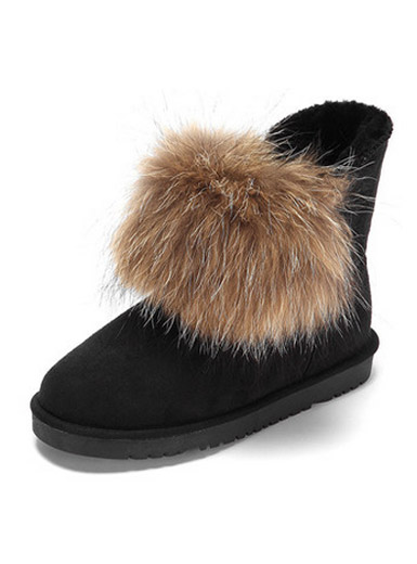 Daphne winter cute fur ball velvet snow boots