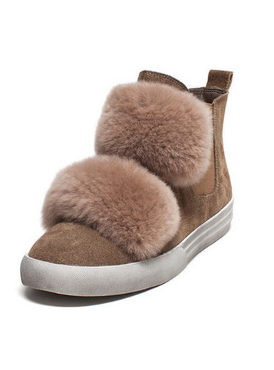 Winter in the new round with the flat-end casual high-top shoes to help scrub the skin Winter in the new round with the flat-end casual high-top shoes to help scrub the skin