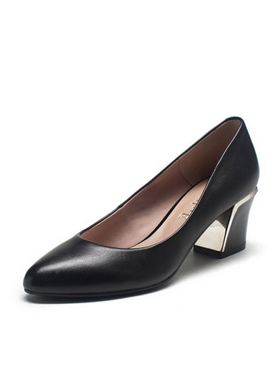 Daphne genuine metal high-heeled foot cowhide commuter shoes