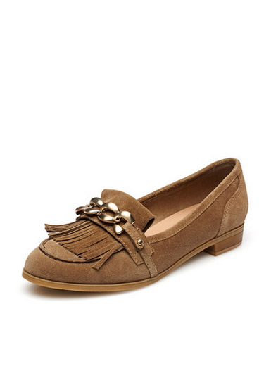 Daphne genuine rough with fringed metal surface decoration deep flats fashion flat shoes Daphne genuine rough with fringed metal surface decoration deep flats fashion flat shoes