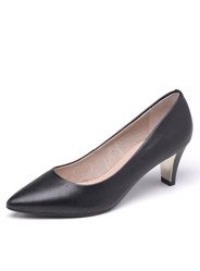 Daphne Du Lala pointed sheepskin shallow leather thick with comfort comfortable heels