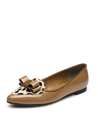 Daphne bow pointed animal animal pattern bright surface with thick flat shoes Daphne bow pointed animal animal pattern bright surface with thick flat shoes