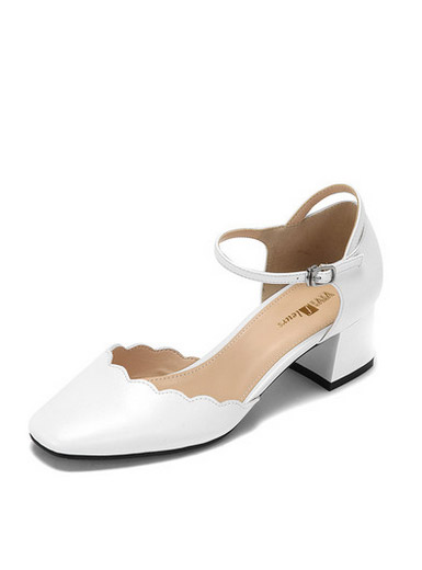 Vivifleurs simple side high-heeled shoes sweet curve shoes mouth word buckle thick with sandals Vivifleurs simple side high-heeled shoes sweet curve shoes mouth word buckle thick with sandals