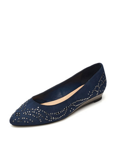 Daphne pointed rivets cloth shoes wedge heeled shoes Daphne pointed rivets cloth shoes wedge heeled shoes