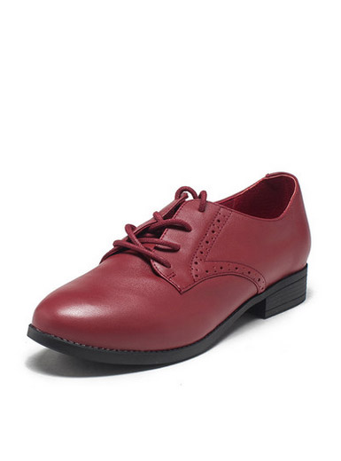 Daphne genuine leather round with thick deep female lace casual shoes