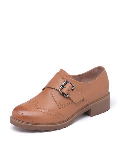 Daphne new England leather thick deep-heeled low-heeled shoes