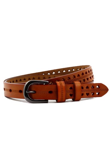 Double row of peach heart leisure wild leather belt Double row of peach heart leisure wild leather belt