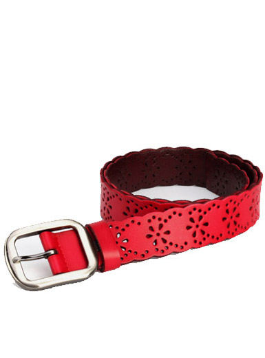 Plum blossom perforated leather leisure wild lady belt