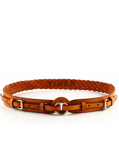 Circle double buckle autumn and winter leather woven skirt belt Circle double buckle autumn and winter leather woven skirt belt