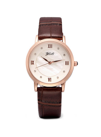 YILI waterproof fashion trendy round alloy dial texture female form YILI waterproof fashion trendy round alloy dial texture female form